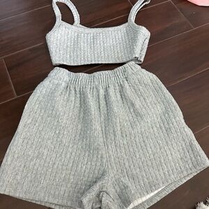 Gray Ribbed Women's Intimate Set